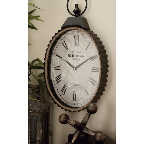 Black Iron Industrial Wall Clock No Theme 21 x 12 x 3