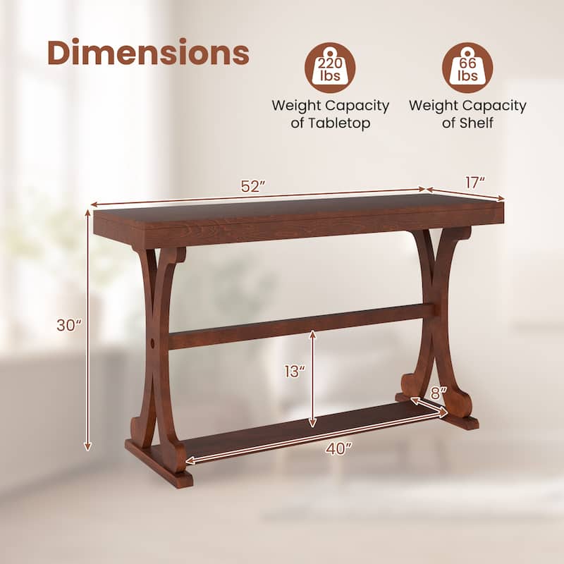 Gymax Narrow Console Table Vintage Accent Sofa Table w/ Open Storage