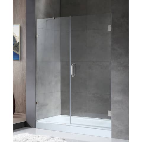 ANZZI Consort 60" x 72" Frameless Hinged Alcove Shower Door in Brushed Nickel