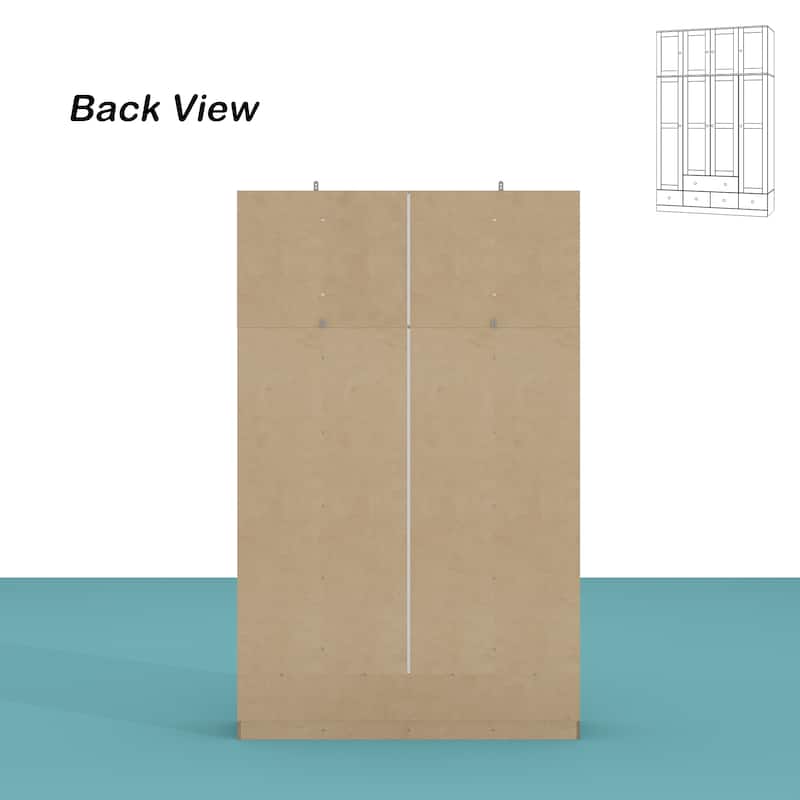 Large Storage Wardrobe Versatile Rattan Door Closet with Deep Drawers