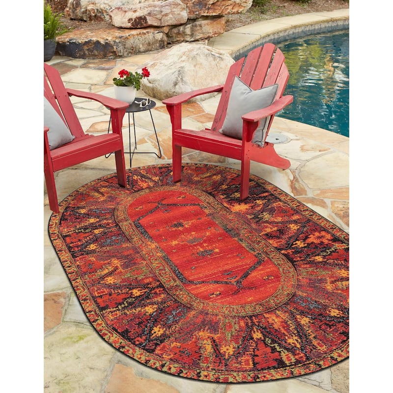 Outdoor Bounder Collection Area Rug - Multi - 2'2"x3'1" Oval
