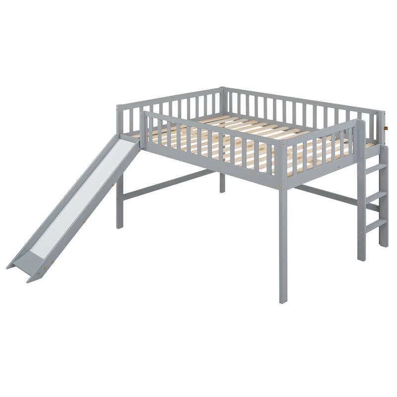 Pine Low Loft Bed with Slide
