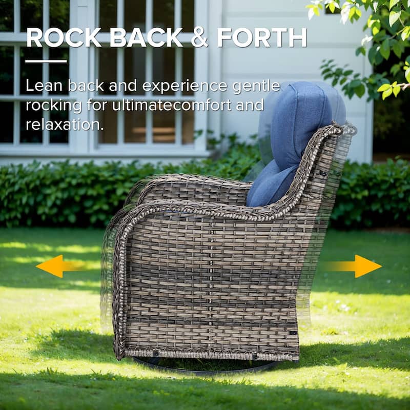 Gymojoy 3-Piece Patio Swivel Glider Chair Set with Side Table, 6-Inch Ultra-Plush Cushions & Water-Resistant Olefin Fabric