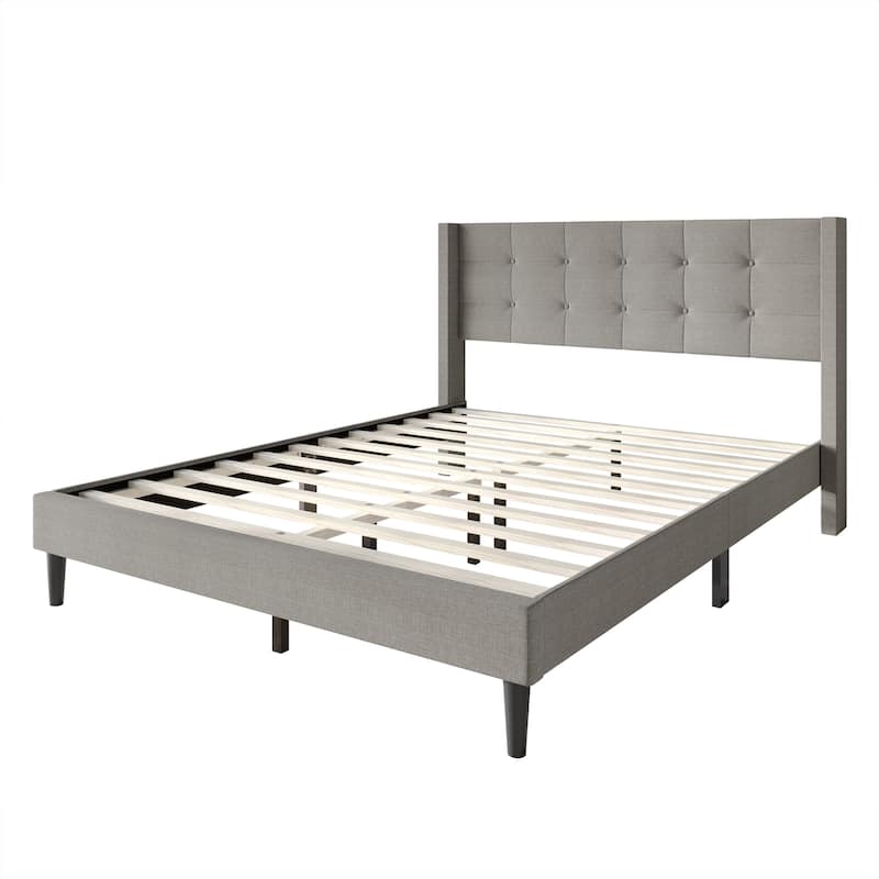 CraftPorch Elegance Wingback Upholstered Linen Bed