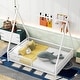 preview thumbnail 3 of 11, Metal Full Size House Platform Bed with Triangle Structure, Fence Guardrail & Horizontal Rod
