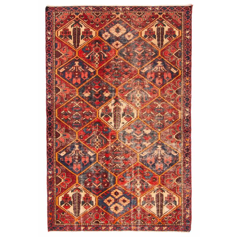ECARPETGALLERY Hand-knotted Kayseri Vintage Red Wool Rug - 3'11 x 6'2
