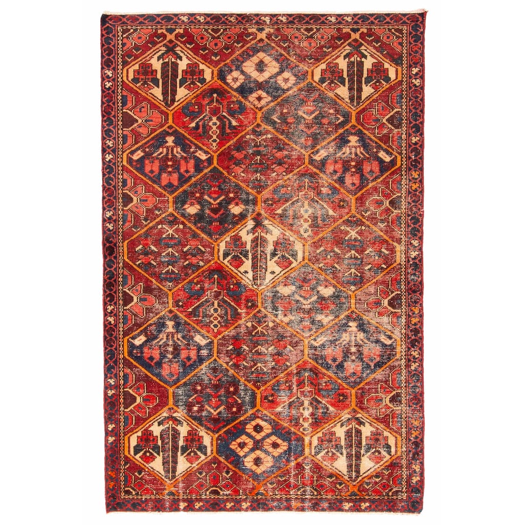 ECARPETGALLERY Hand-knotted Kayseri Vintage Red Wool Rug - 3'11 x 6'2
