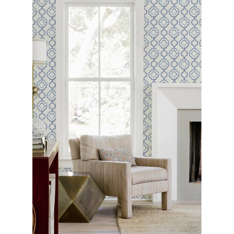 A-Street Prints Gallina Blue Trellis Wallpaper