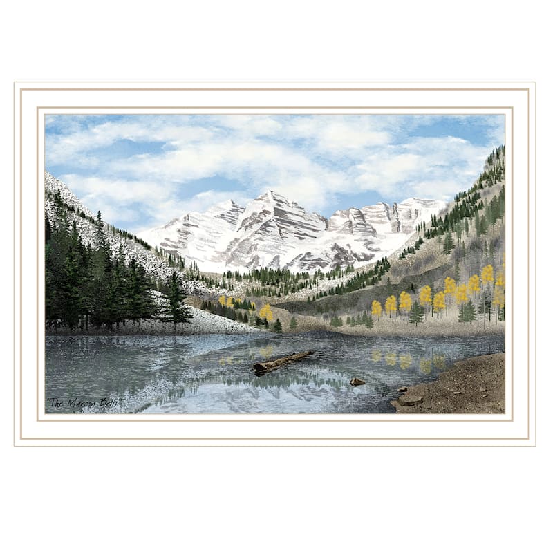 HomeRoots Snowy Mountain Landscape White Framed Wall Art