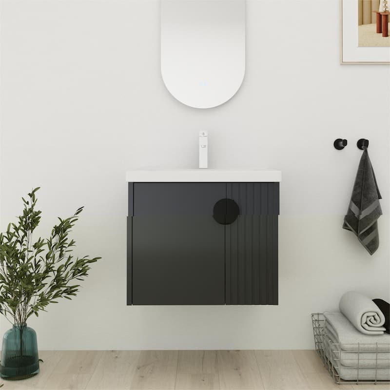 Bathroom Vanity With Sink In 24/28 Inch, Floating Bathroom Vanity With Soft Close Door