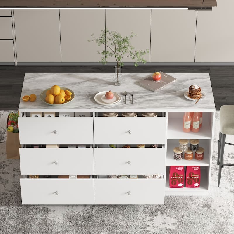 White Sideboard with Ample Organizing Compartments for the Modern Home - 63"