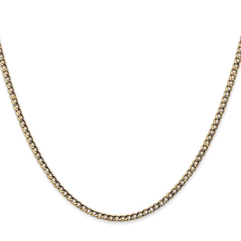 Curata Women's 14k Yellow Gold 2.5mm Semi-solid Curb Link Chain Anklet- 10 Inch