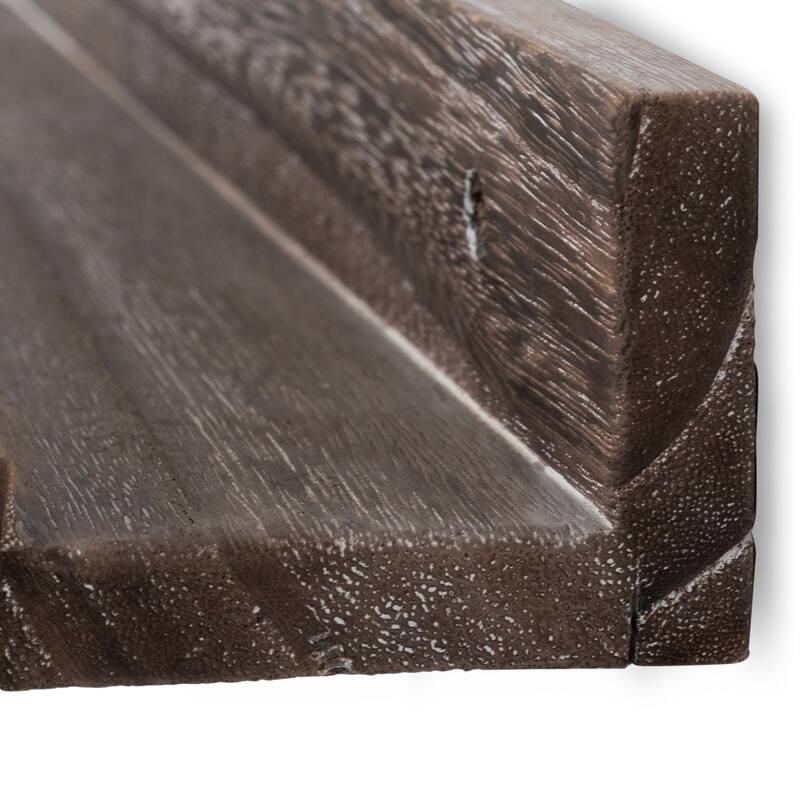 Rustic State Solid Wood Picture Ledge Wall Shelf 17 Inch - Pack of 2