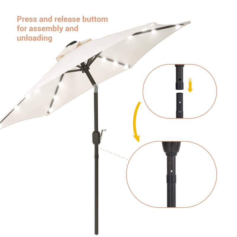 LIVOOSUN Patio 7.5 Feet Market Solar LED Light Umbrella