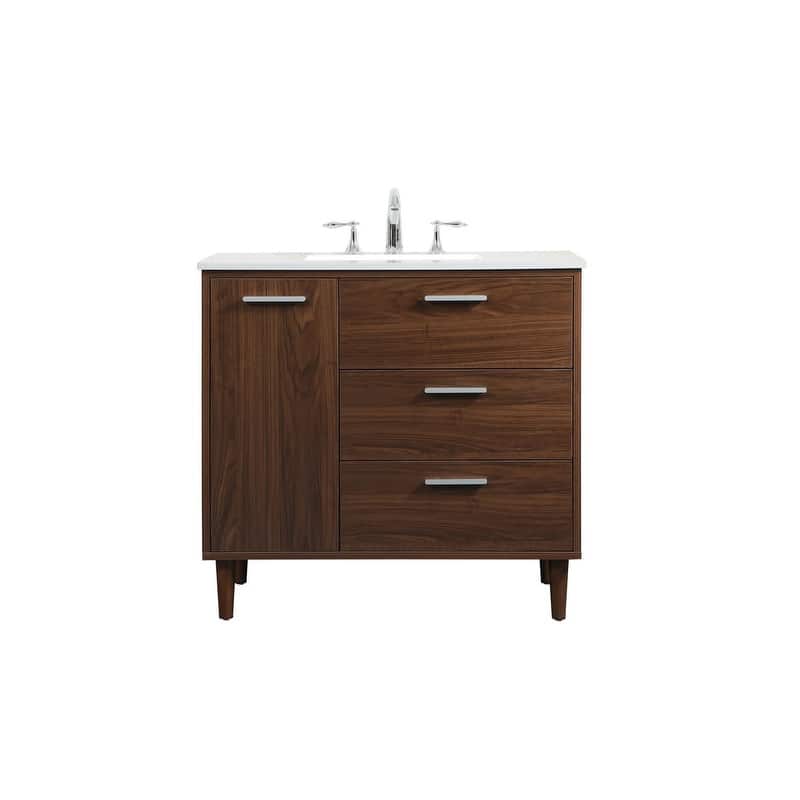 Elegant Lighting VF47036M Baldwin 36" Free Standing Single Basin - Walnut - Wood Finish