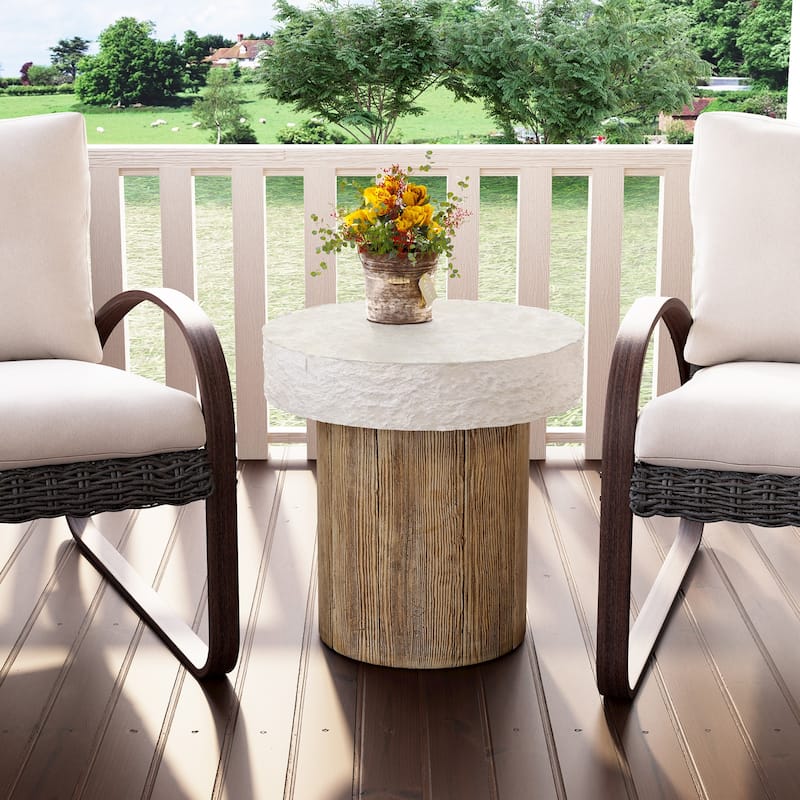OSIEST 19.7'' Outdoor Concrete Patio Coffee Table