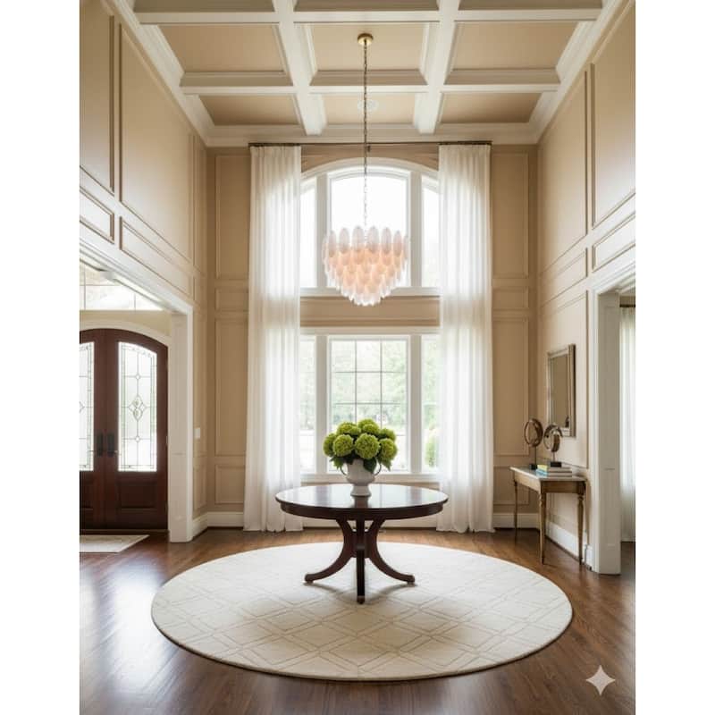 22 Light Brass Chandelier With Frosted Glass Petal Accents