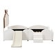 preview thumbnail 7 of 9, Full Size PU Upholstered Platform Bed with Seashell Shaped Headboard, LED Light and Slide, Wood Kids Bed Frame, Pink+White