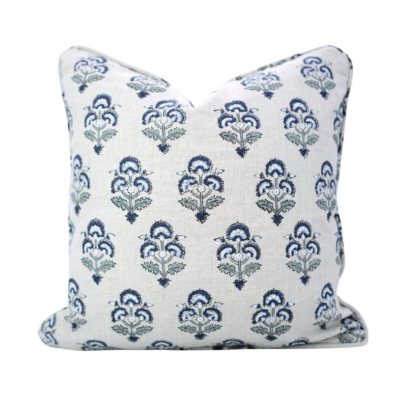 Fabdivine Pipine Fall Décor Farmhouse Hand Block Print Pillow Cover Sofa, Couch Cushion Case Linen