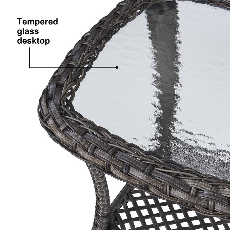 Pocassy Patio Swivel Glider Wicker Chairs with Ottoman and Table