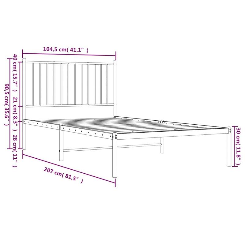 vidaXL Metal Bed Frame, No Mattress