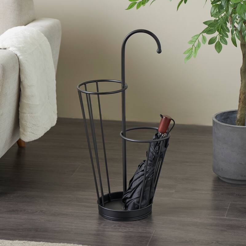 Gold or Black Metal 2 Section Umbrella Stand with Umbrella Shaped Handle