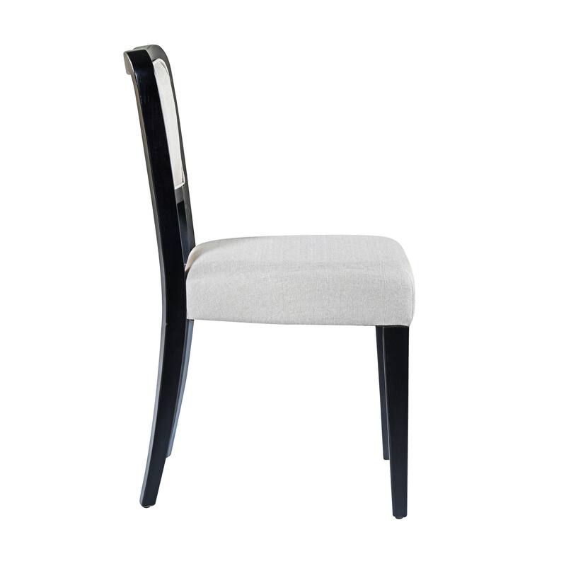 Upholstered Dining Chairs Set of 2 - Traditional Elegant Fabric Side Chairs with Curved Lines, Solid Hardwood Frame