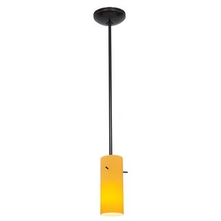 Access Lighting Cylinder - E26 LED Rod Pendant - Oil Rubbed Bronze Finish - Amber Glass Shade