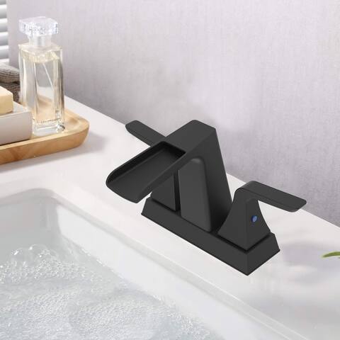 Two-handle Waterfall Center Set Three-hole Bathroom Sink Faucet