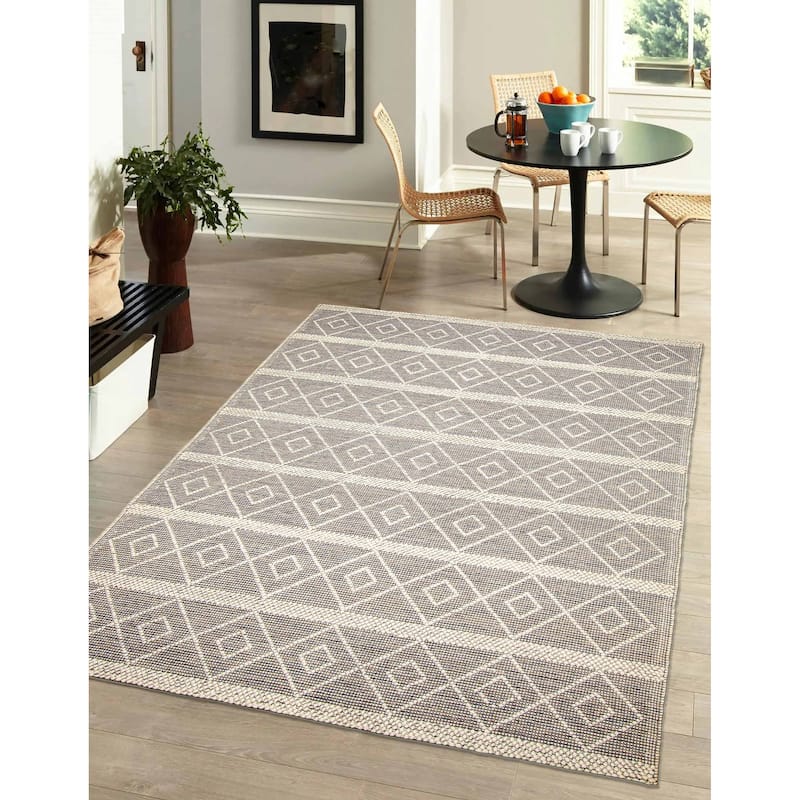 ECARPETGALLERY Braid weave Sienna Taupe Wool Rug - 6'0 x 8'9