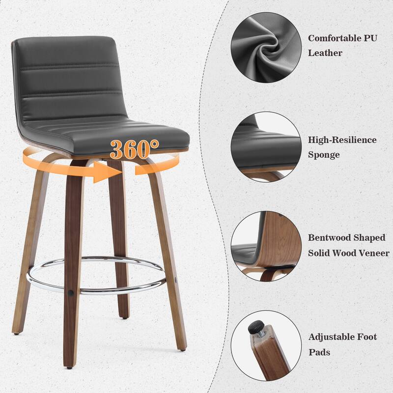 Faux Leather Upholstered Swivel Bar Stools, Counter Stool