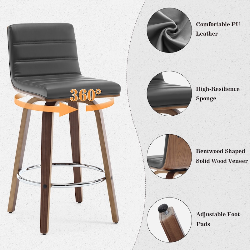 26"/29" Faux Leather Swivel Bar/Counter Stools, Set of 2/3