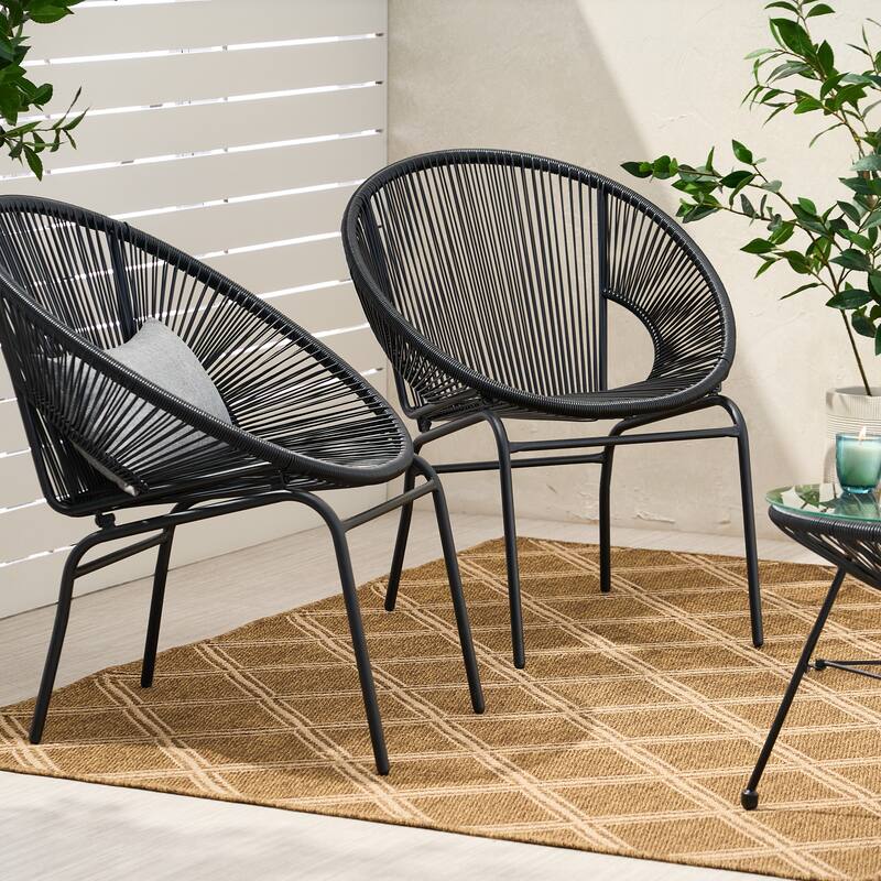 Nusa Outdoor Modern Rattan Club Chair (Set of 2) by Christopher Knight Home