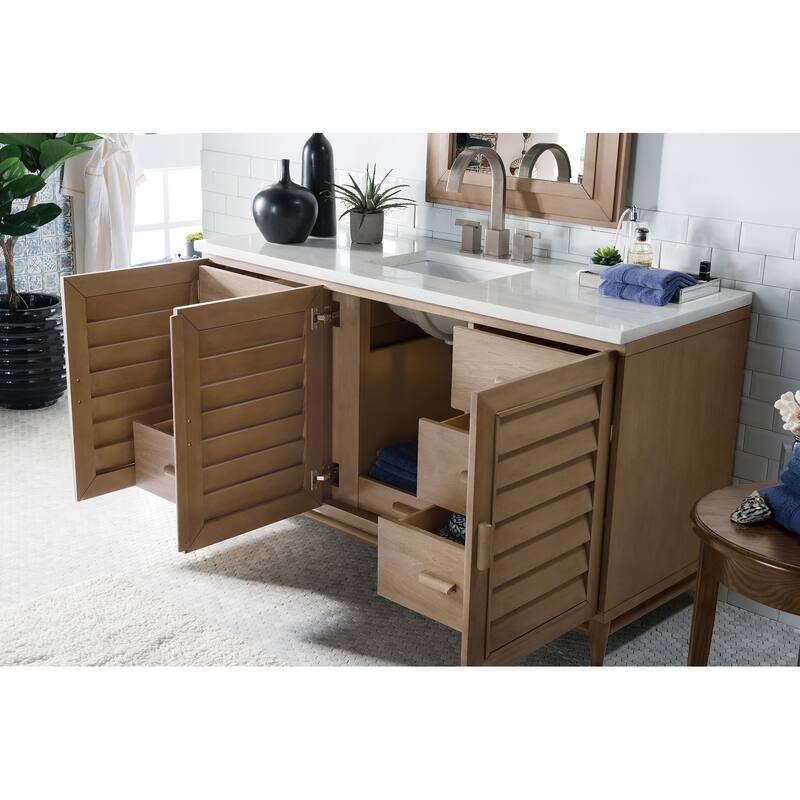 James Martin Vanities Portland 60" Single Vanity, Whitewashed Walnut