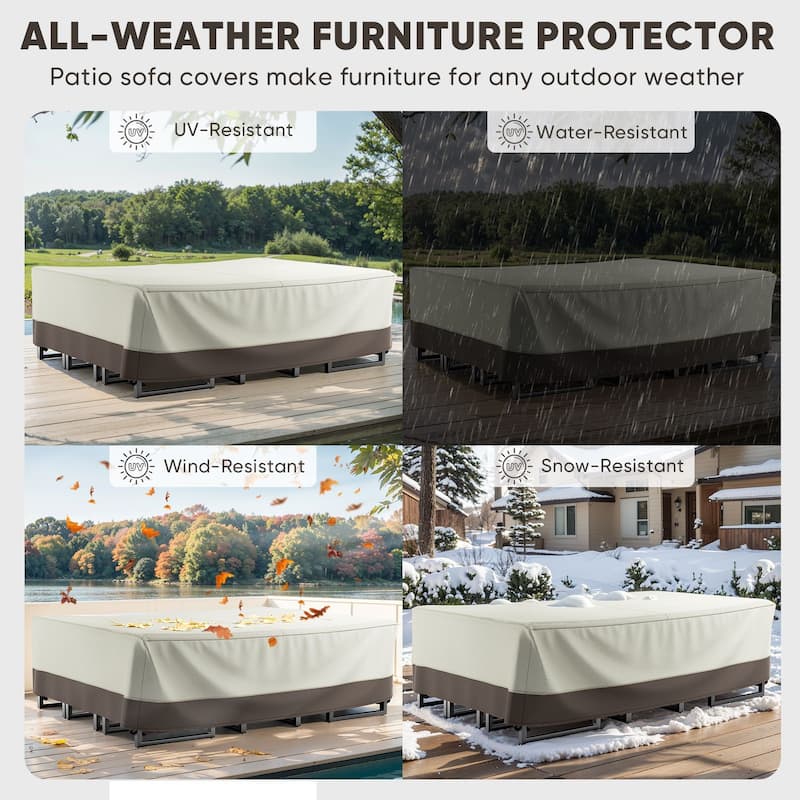 Heavy Duty Patio Sofa Cover, Waterproof 3-Seater Outdoor Sofa Cover