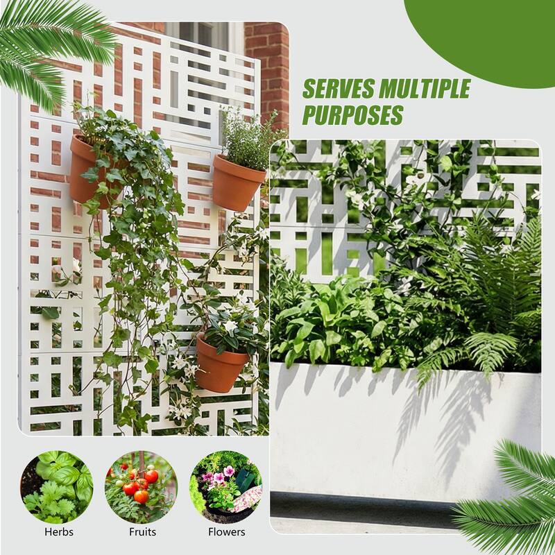 Metal Movable Planter Box with Trellis Privacy Screen Lockable Wheels