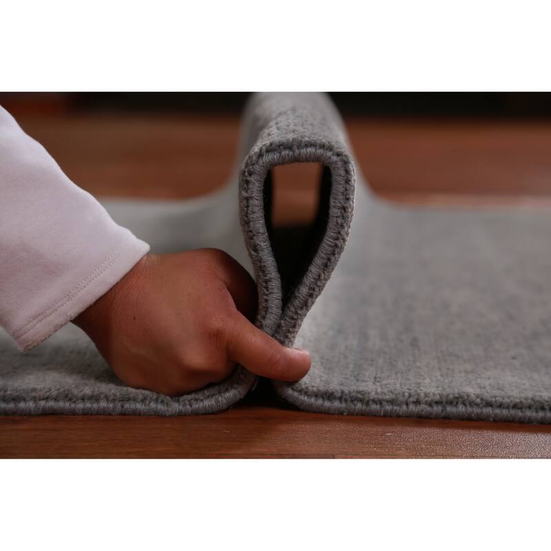 Hand Knotted Oriental 100% Wool Carpet Modern Solid Greys & Charcoal Gabbeh Runner Rug - 10' 1'' X 3' 1''