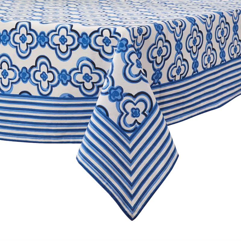 Patricia Heaton Home Blue Geo Tablecloth 54" X 54" - 54 x 54 x 0.1