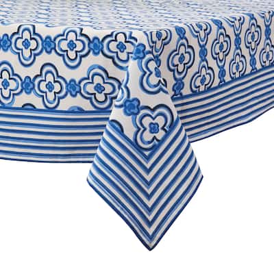 Patricia Heaton Home Blue Geo Tablecloth 54" X 54" - 54 x 54 x 0.1