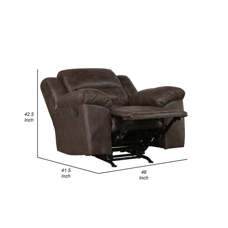 Henry Manual Rocker Recliner Chair, Pillow Tuft Dark Brown Microfiber