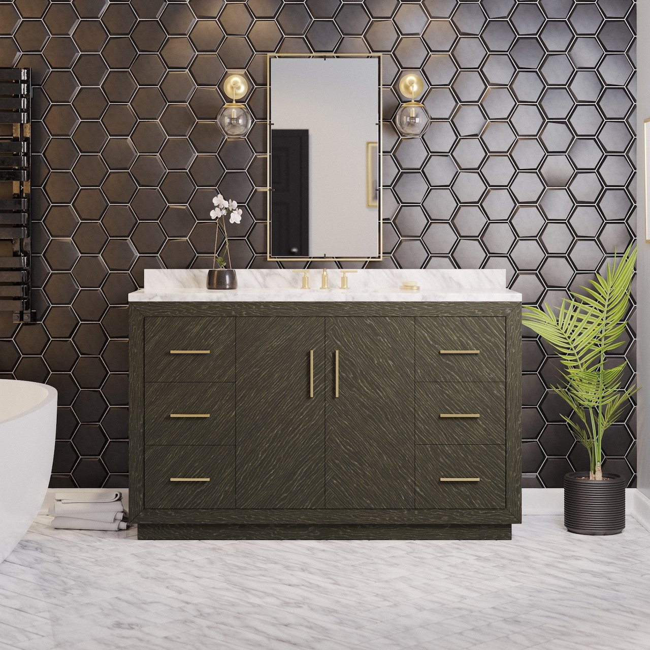 Black bathroom store vanity 60 inch