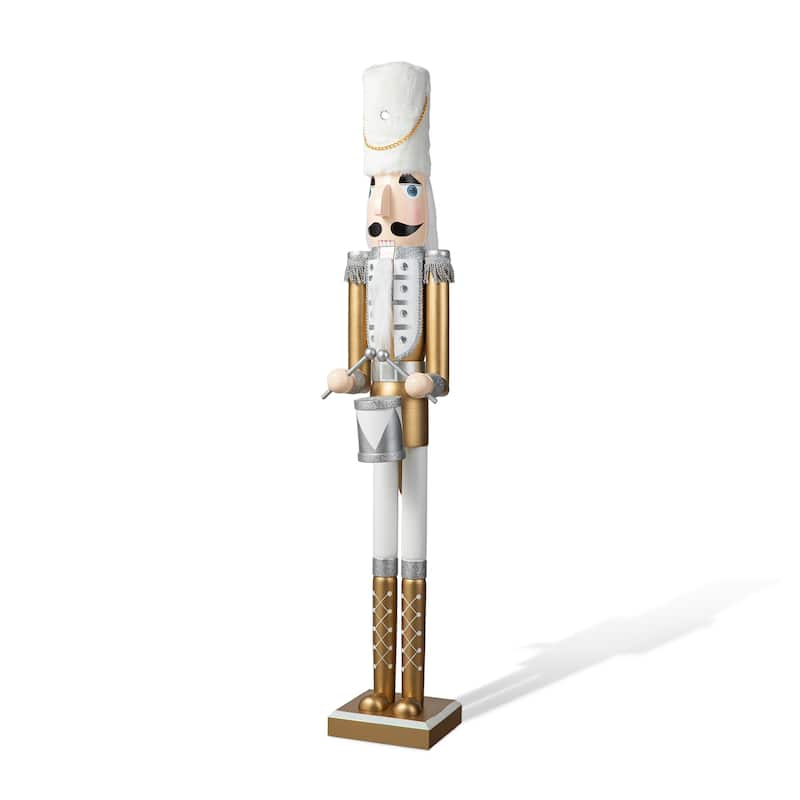 Glitzhome 36"H/42"H Wooden Christmas Deluxe Gold King Soldier Nutcracker