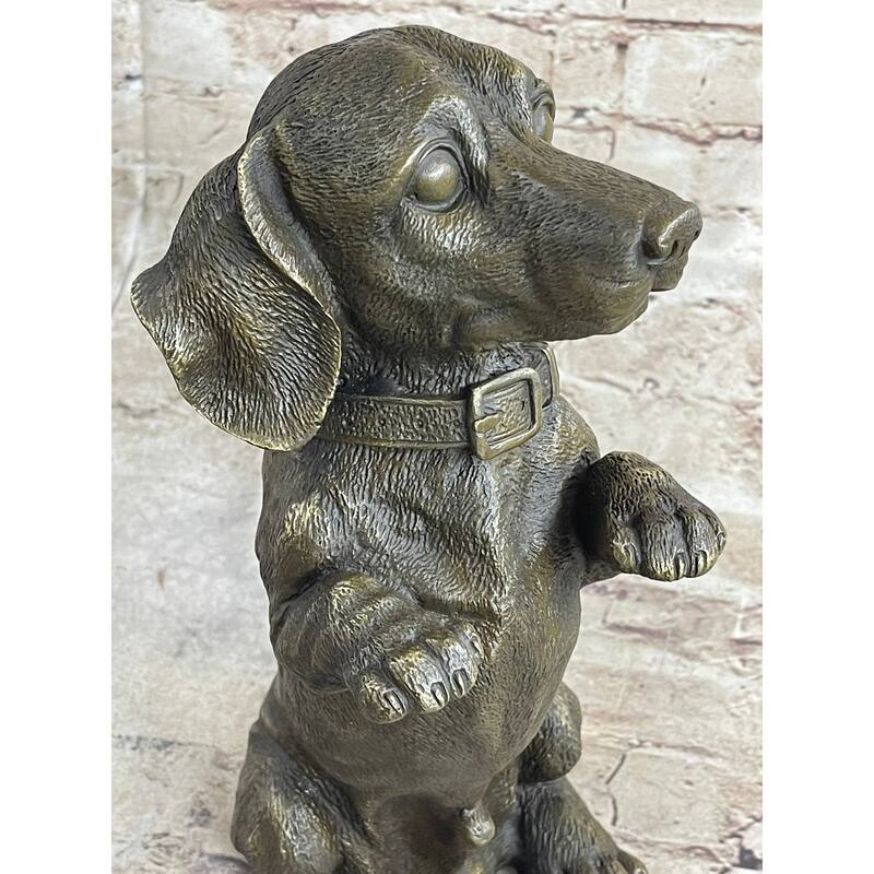 Hot Cast Bronze Puppy Dog Begging Signed Original Art Sculpture Statue Figure