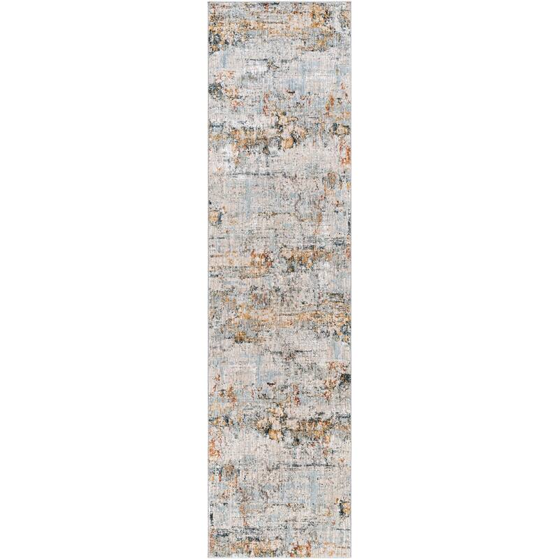 Livabliss Rustic Laila Abstract Area Rug - 2'7" x 10' - Grey/Blue