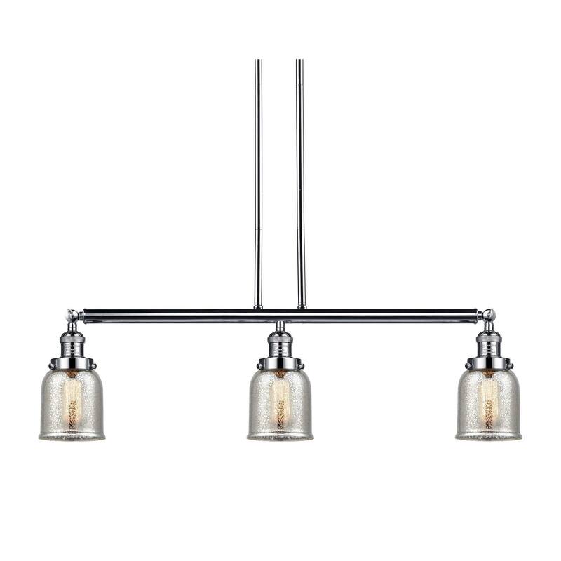 Innovations Lighting Small Bell 3 Light 38" Wide Linear Chandelier - Polished Nickel / Silver Plated Mercury