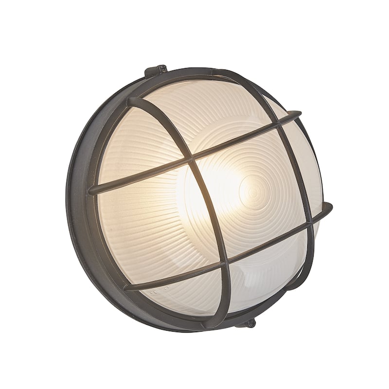 2-Light 11" Outdoor Ceiling Light, Black Finish with Clear Glass Shade