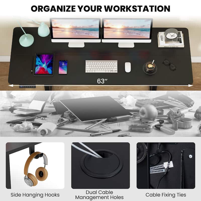 Costway 63 x 24 Inch Sit Stand Desk Height Adjustable Electric - See Details