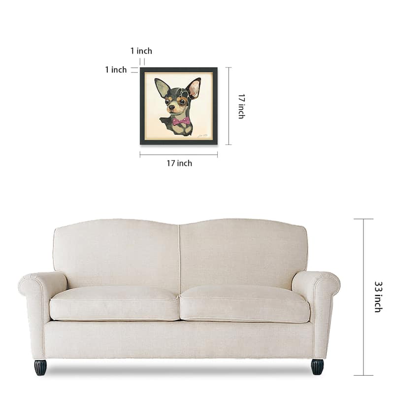 "Chihuahua Closeup" Dimensional Collage Framed Graphic Art Under Glass Wall Art
