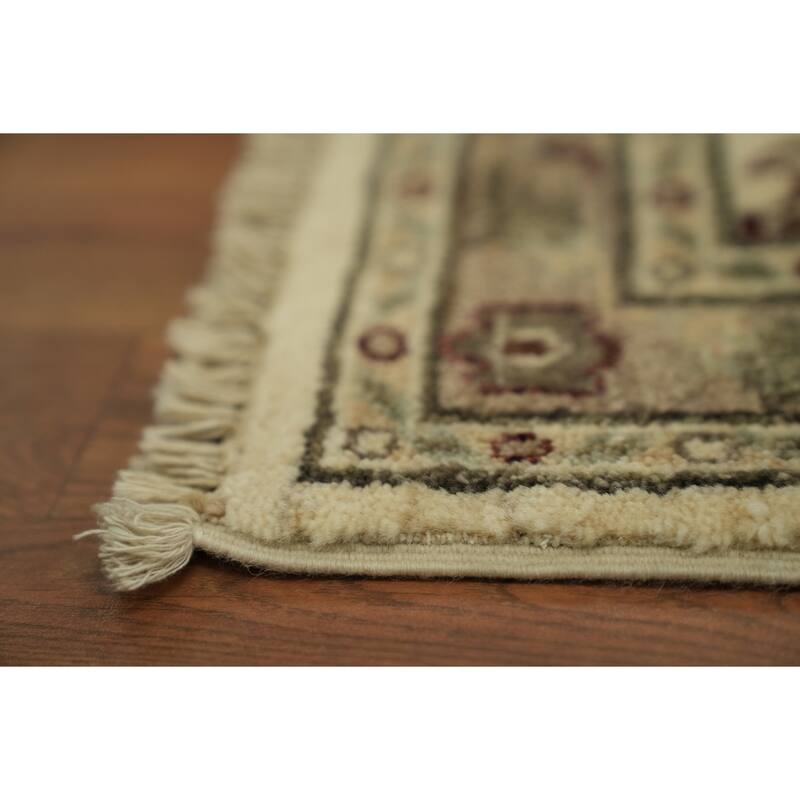 Hand Knotted Oriental 100% Wool Carpet Traditional All-Over Beige & Ivories Ziegler Runner Rug - 11' 1'' X 2' 8''