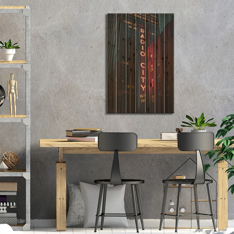 Radio City Print On Wood by Jon Bilous - Multi-Color